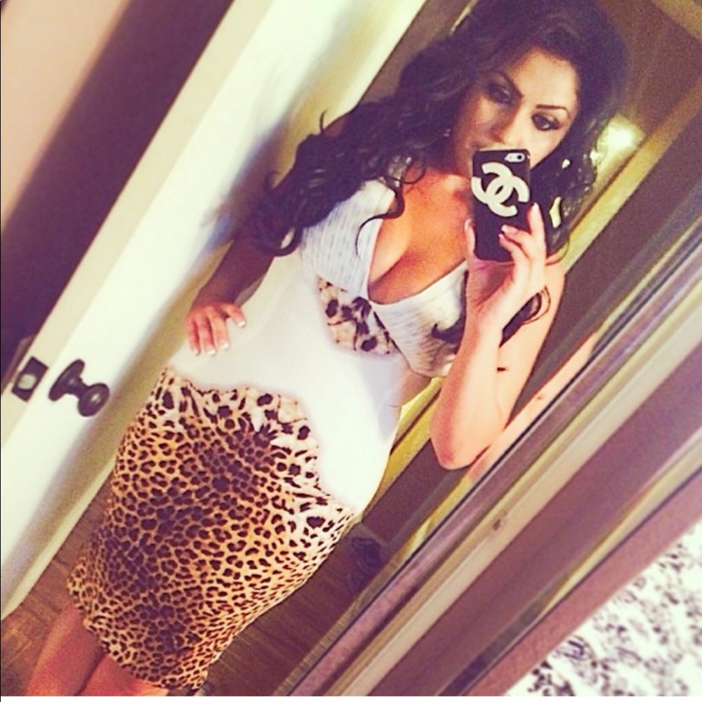 Just Cavalli White/Cheetah Print Dress